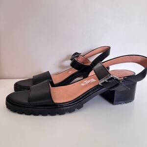 Madewell The Erin Lugsole Black Leather Sandal Size 10